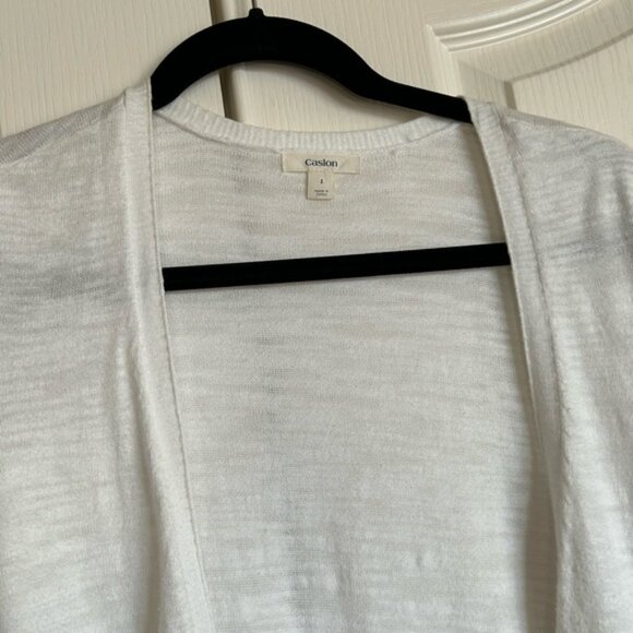 Caslon white heathered short sleeve v neck cardigan size large - Picture 4 of 7